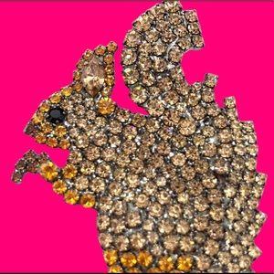European Red Squirrel Brooch - Swarovski Crystals